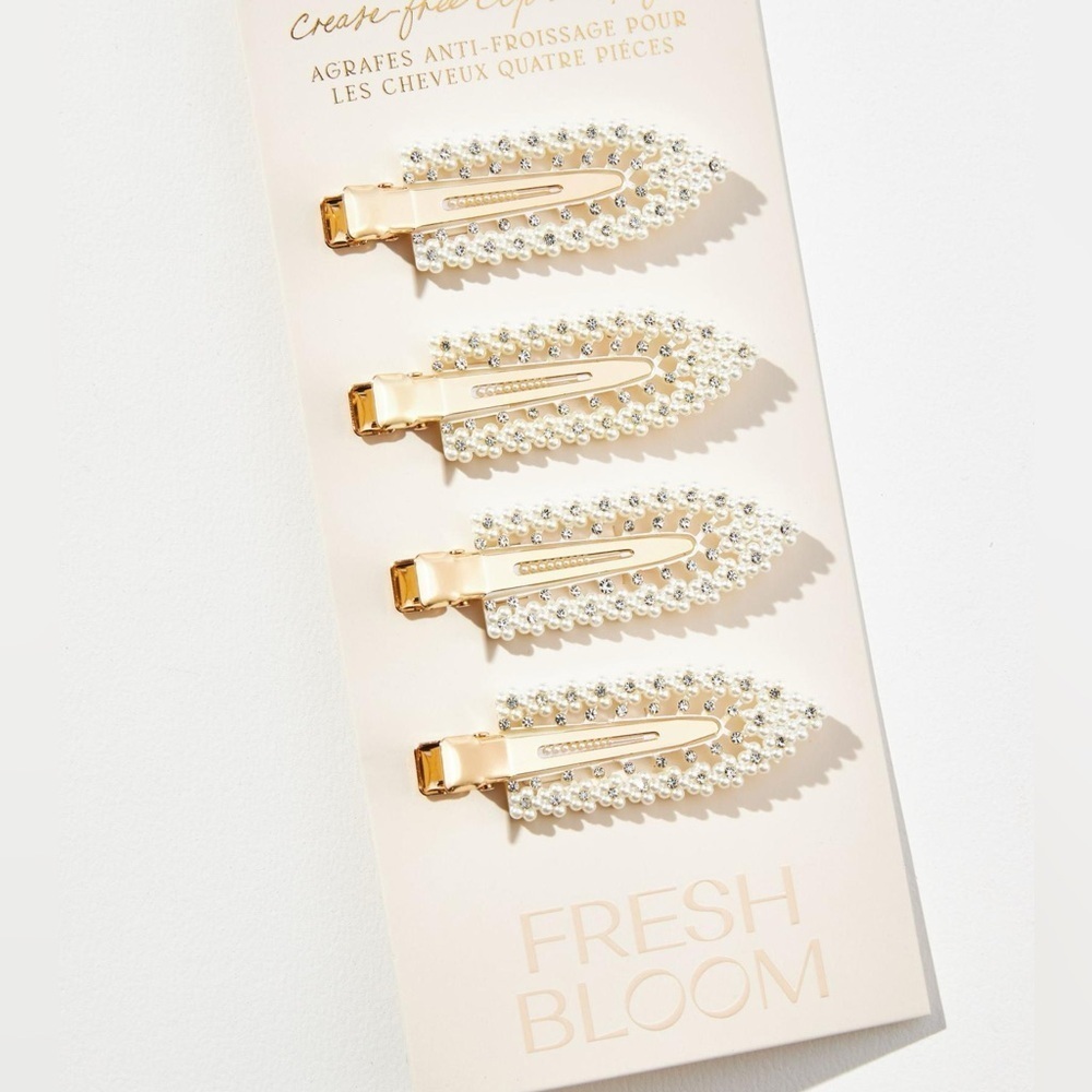 Anthropologie Pearl hair clips Fresh Bloom Gold and Silver Hair Clips